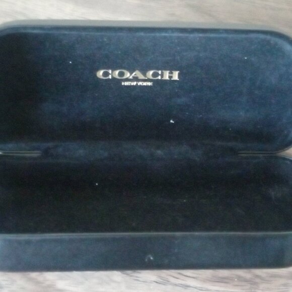 COACH New York Designer Glasses Eyeglasses Hard Clam Shell Case Felt Line Black - Picture 2 of 3